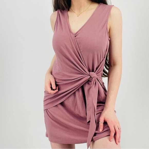 Drew Anthropology Wrap Dress Women Small Mauve Pink Soft Romantic Fairycore Boho - Picture 2 of 7